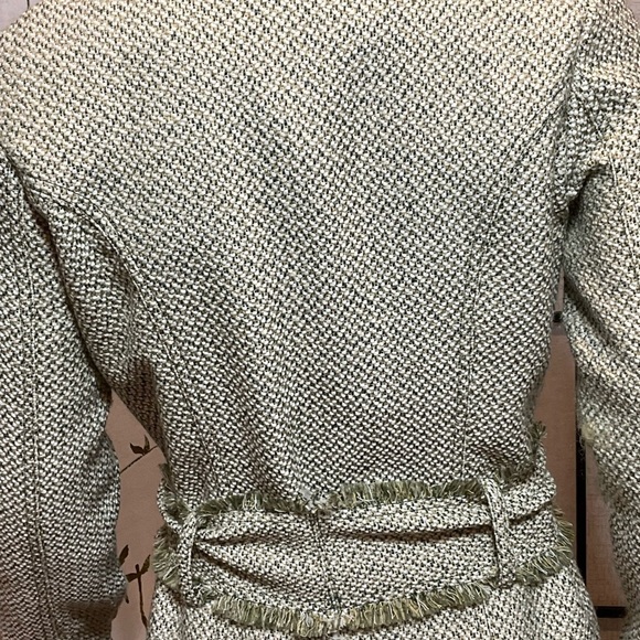 Tulle Avocado and Lime Green Tweed Coat with Fringe - Picture 4 of 11